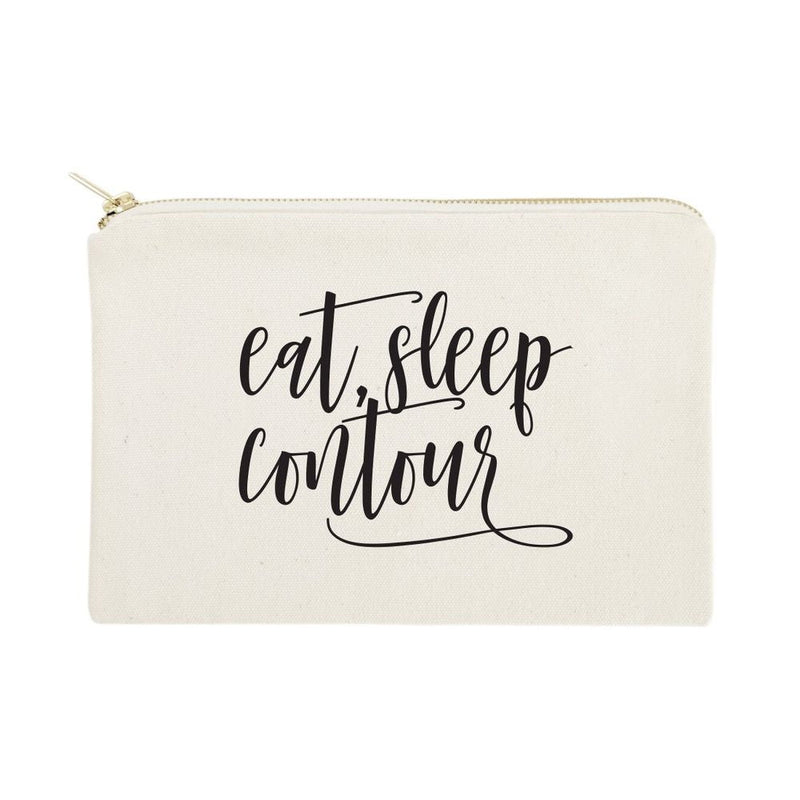 Eat, Sleep, Contour Cotton Canvas Cosmetic Bag - Starttech Online Market
