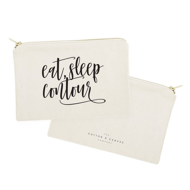 Eat, Sleep, Contour Cotton Canvas Cosmetic Bag - Starttech Online Market