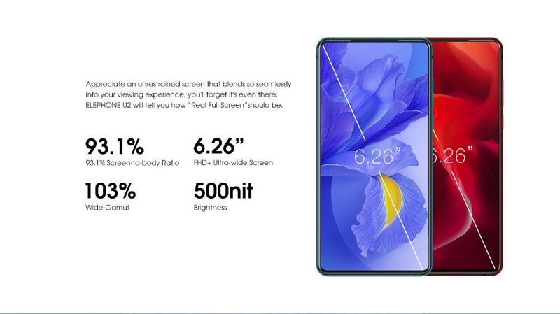 Elephone U2 16MP Pop Up Camera Mobile phone Android 9.0 MT6771T Octa Core 6GB+128G 6.26" FHD+ Screen Face ID 4G LTE Smartphone - Starttech Online Market