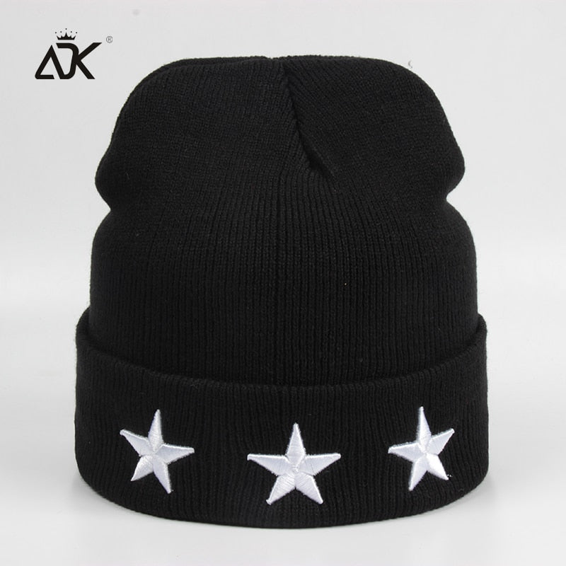 Embroidery Hip Hop Knitted Hat Women's Winter Cap Outdoor Stars Bonnet Solid Color Ski Hat Female Spring Autumn Skullies Beanies - Starttech Online Market