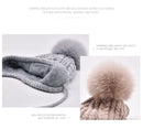 ENJOYFUR Ages 2-8 baby hat Children Winter Hats For Girls&Boy Cotton Thick Warm Knitted Ears Beanie Fox Fur Pompom Cap - Starttech Online Market