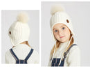 ENJOYFUR Ages 2-8 baby hat Children Winter Hats For Girls&Boy Cotton Thick Warm Knitted Ears Beanie Fox Fur Pompom Cap - Starttech Online Market