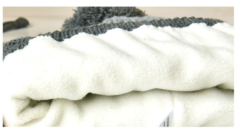 ENJOYFUR Winter baby Hats Real Fox Fur Pompom Hat Knitted Boy Cap Cotton Protect The Ears Hat Warm Thick Kids Beanies - Starttech Online Market