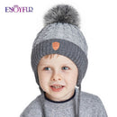ENJOYFUR Winter baby Hats Real Fox Fur Pompom Hat Knitted Boy Cap Cotton Protect The Ears Hat Warm Thick Kids Beanies - Starttech Online Market