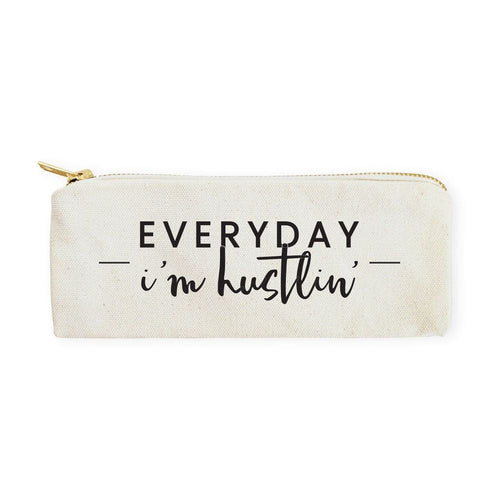 Everyday I'm Hustlin' Cotton Canvas Pencil Case and Travel Pouch - Starttech Online Market