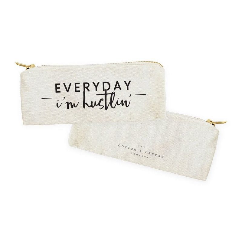 Everyday I'm Hustlin' Cotton Canvas Pencil Case and Travel Pouch - Starttech Online Market