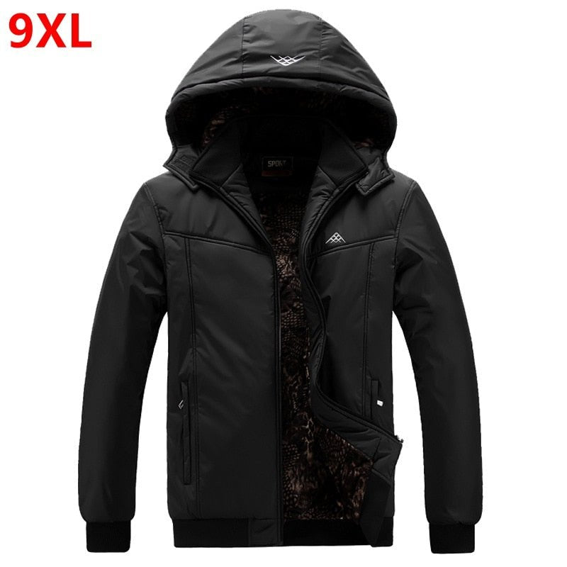 Extra large men's jacket thick big man thick coat winter oversized hat datachable jacket 6XL 7XL 9XL 8XL black plus size Parkas - Starttech Online Market