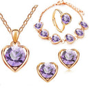 Fashion Crystal Heart Heart Necklace Earrings Ring Bracelet Four Piece Set - Starttech Online Market