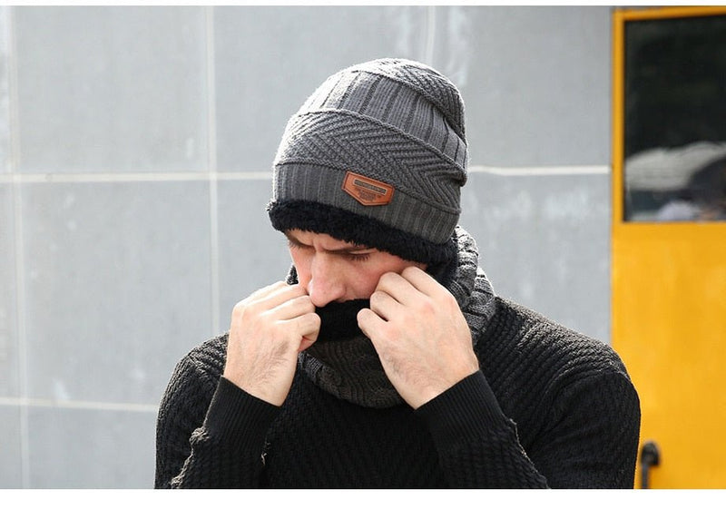 Fashion Knitted Winter Hats For Men Thick and Warm Men Winter Hat Black Autumn Beanie Hat Men Wool Ski Hats Beanies Bonnet 2019 - Starttech Online Market