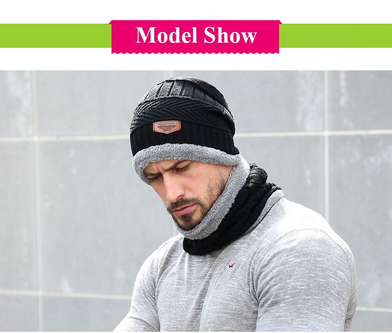 Fashion Knitted Winter Hats For Men Thick and Warm Men Winter Hat Black Autumn Beanie Hat Men Wool Ski Hats Beanies Bonnet 2019 - Starttech Online Market