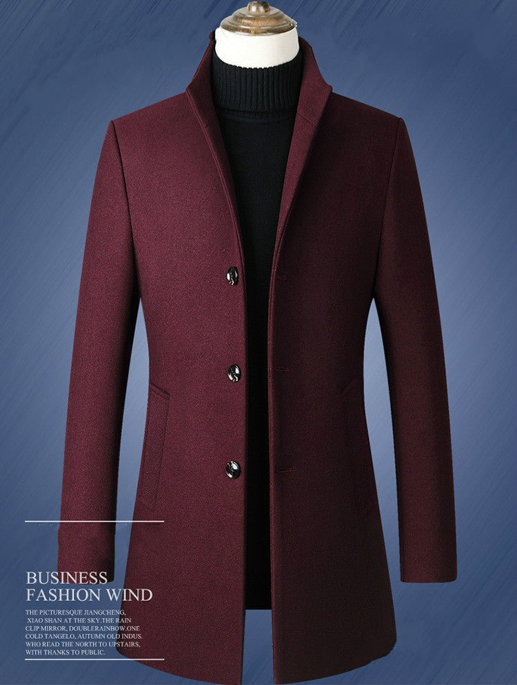 Fashion Mens Windbreaker Jacket Long Overcoat Men Plus Size 3xl 4xl Trench Coat Stand Collar Slim Casual Black Wool Coat Male - Starttech Online Market