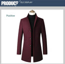 Fashion Mens Windbreaker Jacket Long Overcoat Men Plus Size 3xl 4xl Trench Coat Stand Collar Slim Casual Black Wool Coat Male - Starttech Online Market