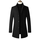 Fashion Mens Windbreaker Jacket Long Overcoat Men Plus Size 3xl 4xl Trench Coat Stand Collar Slim Casual Black Wool Coat Male - Starttech Online Market