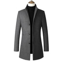 Fashion Mens Windbreaker Jacket Long Overcoat Men Plus Size 3xl 4xl Trench Coat Stand Collar Slim Casual Black Wool Coat Male - Starttech Online Market