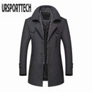 Fashion Middle Long Scarf Collar Cotton-padded Thick Warm Woollen Trench Overcoat - Starttech Online Market