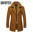 Fashion Middle Long Scarf Collar Cotton-padded Thick Warm Woollen Trench Overcoat - Starttech Online Market