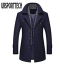 Fashion Middle Long Scarf Collar Cotton-padded Thick Warm Woollen Trench Overcoat - Starttech Online Market