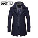 Fashion Middle Long Scarf Collar Cotton-padded Thick Warm Woollen Trench Overcoat - Starttech Online Market