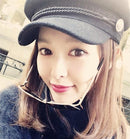 Fashion PU Leather Military Hat Autumn Winter Wool Sailor Hat For Women Men Black flat top Female travel cadet hat Captain Cap - Starttech Online Market