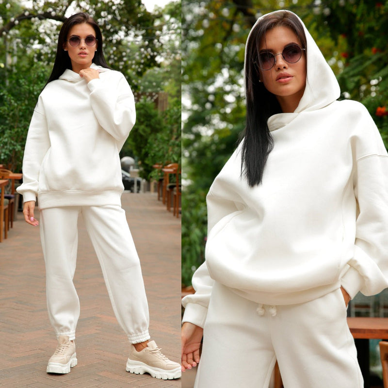 Fashion solid color Hoodie casual two piece set - Starttech Online Market