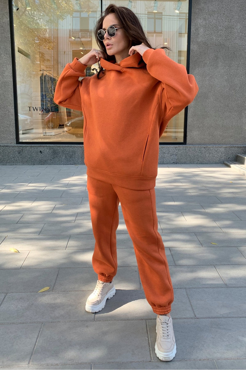 Fashion solid color Hoodie casual two piece set - Starttech Online Market