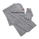 Fashion Warm Scarf Hat Gloves Three-piece Solid Color - Starttech Online Market