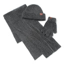 Fashion Warm Scarf Hat Gloves Three-piece Solid Color - Starttech Online Market