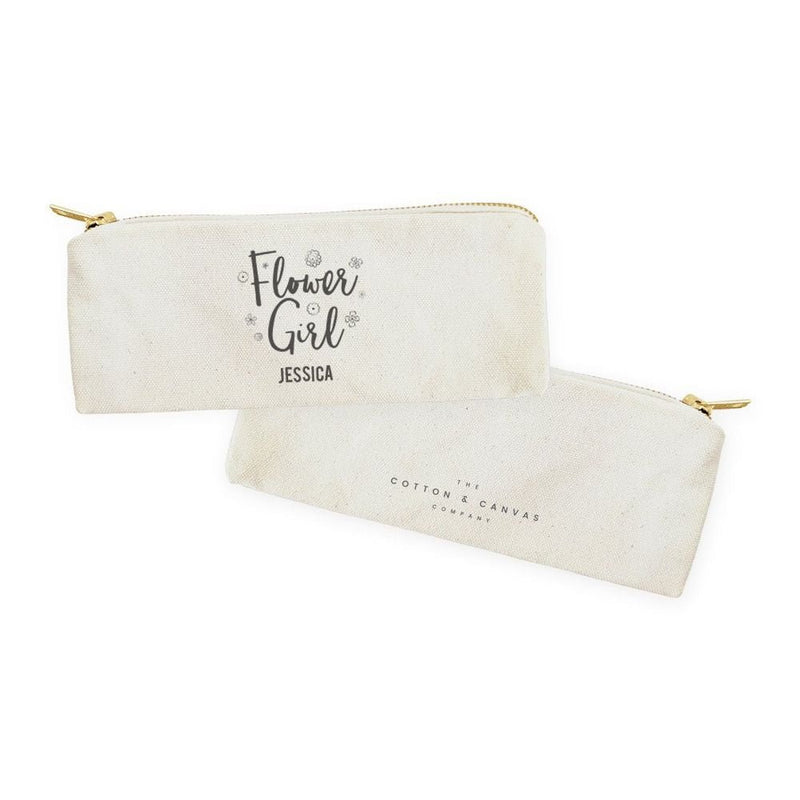 Flower Girl Personalized Cotton Canvas Pencil Case and Travel Pouch - Starttech Online Market