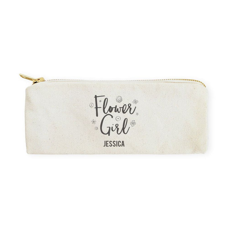 Flower Girl Personalized Cotton Canvas Pencil Case and Travel Pouch - Starttech Online Market