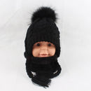 Fur Pompom Beanie Kids Baby Winter Hat Fleece Inside Ear Protection Crochet Cap Warm Knitted Hat And Scarf Set For Children - Starttech Online Market