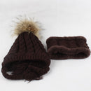 Fur Pompom Beanie Kids Baby Winter Hat Fleece Inside Ear Protection Crochet Cap Warm Knitted Hat And Scarf Set For Children - Starttech Online Market
