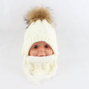Fur Pompom Beanie Kids Baby Winter Hat Fleece Inside Ear Protection Crochet Cap Warm Knitted Hat And Scarf Set For Children - Starttech Online Market