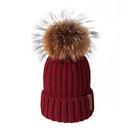 Furtalk Knitted Real Fur Hat 100% Real Raccoon Fur Pompom Winter Soft Warm Female Fur Hat - Starttech Online Market