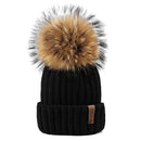 Furtalk Knitted Real Fur Hat 100% Real Raccoon Fur Pompom Winter Soft Warm Female Fur Hat - Starttech Online Market
