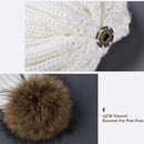 Furtalk Knitted Real Fur Hat 100% Real Raccoon Fur Pompom Winter Soft Warm Female Fur Hat - Starttech Online Market