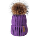 Furtalk Knitted Real Fur Hat 100% Real Raccoon Fur Pompom Winter Soft Warm Female Fur Hat - Starttech Online Market