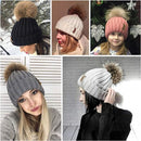 Furtalk Knitted Real Fur Hat 100% Real Raccoon Fur Pompom Winter Soft Warm Female Fur Hat - Starttech Online Market