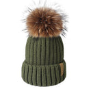 Furtalk Knitted Real Fur Hat 100% Real Raccoon Fur Pompom Winter Soft Warm Female Fur Hat - Starttech Online Market
