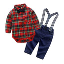 Gentleman European And American Plaid Shirt Bib Suit - Starttech Online Market
