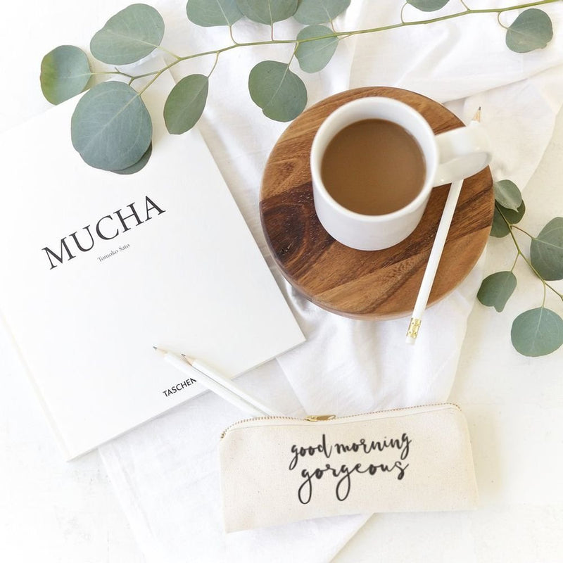 Good Morning Gorgeous Cotton Canvas Pencil Case and Travel Pouch - Starttech Online Market