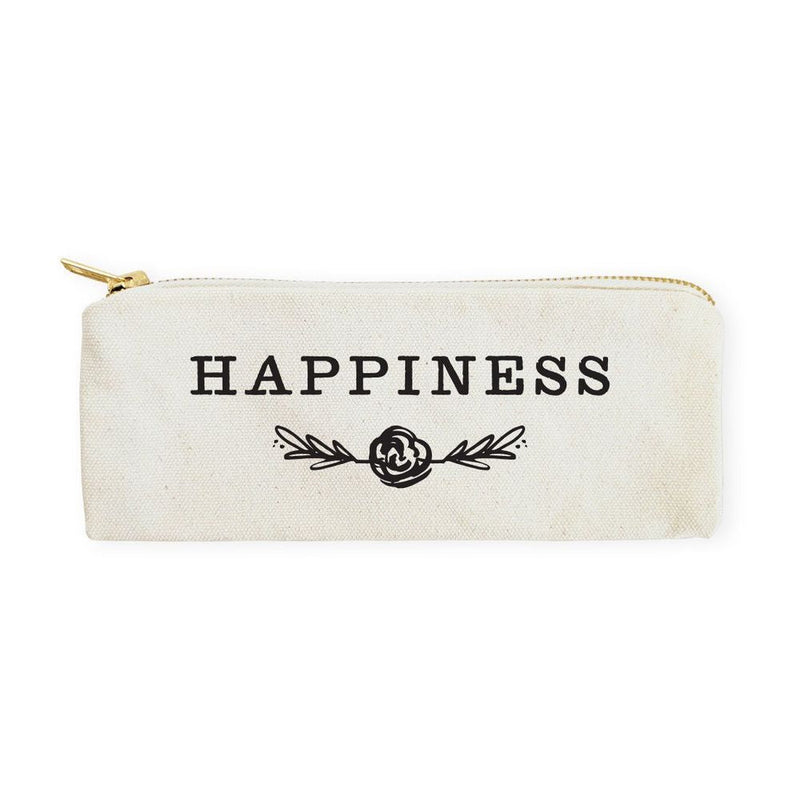 Happiness Cotton Canvas Pencil Case and Travel Pouch - Starttech Online Market