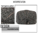 Herringbone Berets Caps For Men Casual Peaked Cap Berets British Retro Flat Ivy Cap Adjustable Tweed Gatsby Bone - Starttech Online Market