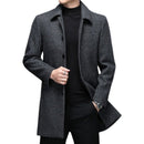 High Quality Men's Winter Jackets Business Casual Woollen Long Overcoat Turn Down Collar Wool Blends - Starttech Online Market