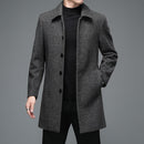 High Quality Men's Winter Jackets Business Casual Woollen Long Overcoat Turn Down Collar Wool Blends - Starttech Online Market
