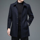 High Quality Men's Winter Jackets Business Casual Woollen Long Overcoat Turn Down Collar Wool Blends - Starttech Online Market