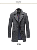 High Quality Woollen Men's Coats With A Scarf Lapel Plain Woollen Coat Business Casual Warm Luxury Overcoat - Starttech Online Market