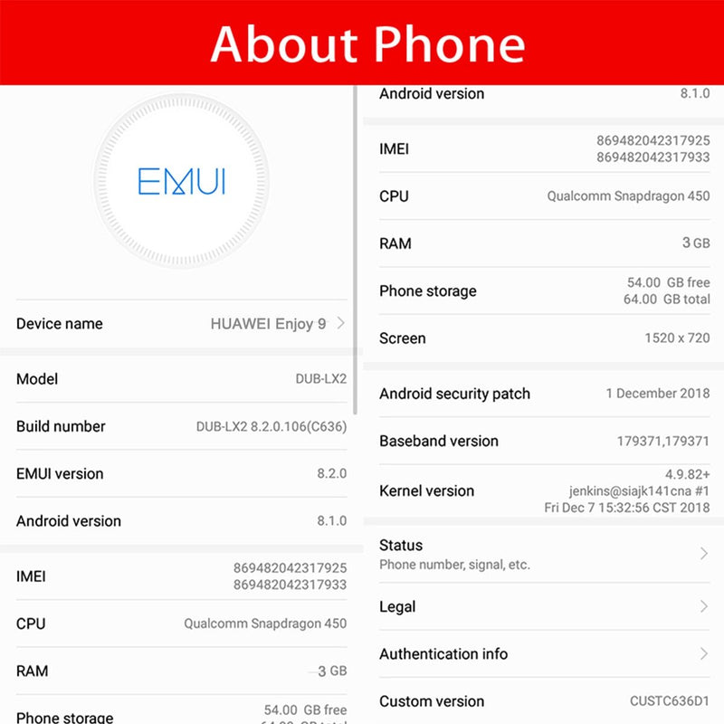 Huawei Enjoy 9 Smart Phone 3+32G 6.26" Android 8.1 Octa Core Huawei Y7 Pro Mobile Phone 4000mAh Dual Card Dual Stand 4000mAh - Starttech Online Market