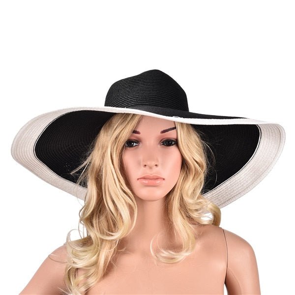Huge Brim Sun Hats 7.1''/18cm Paper Straw Summer Hats for Women Ladies UV Protect Floppy Beach Hats - Starttech Online Market