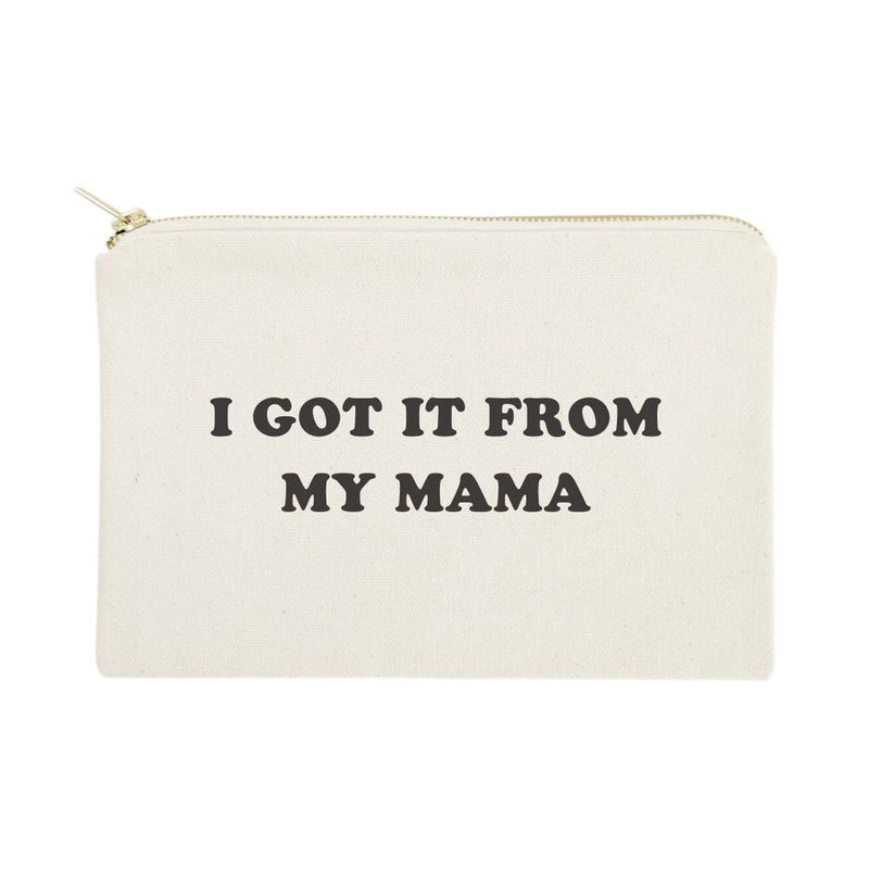 I Got it From My Mama Cotton Canvas Cosmetic Bag - Starttech Online Market