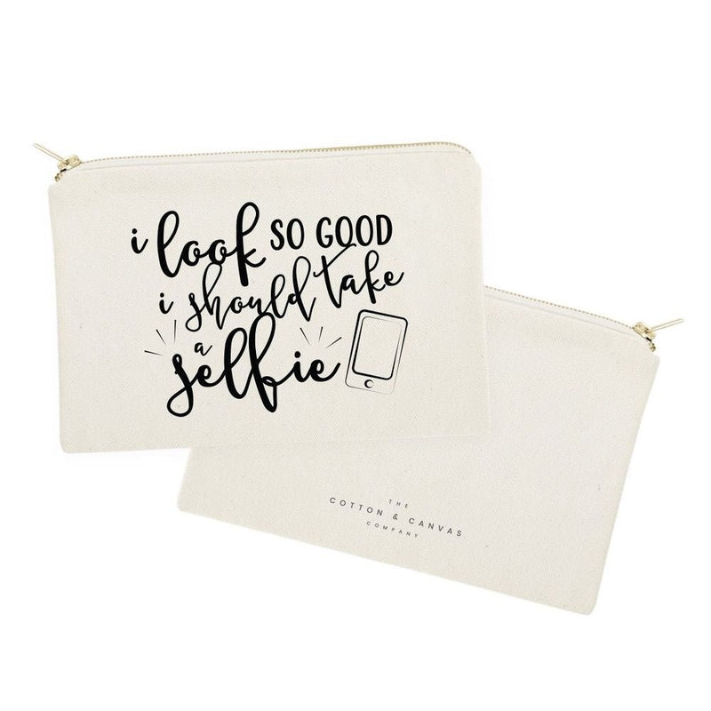 I Look So Good I Should Take A Selfie Cotton Canvas Cosmetic Bag - Starttech Online Market